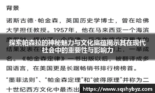 探索帕森拉的神秘魅力与文化底蕴揭示其在现代社会中的重要性与影响力